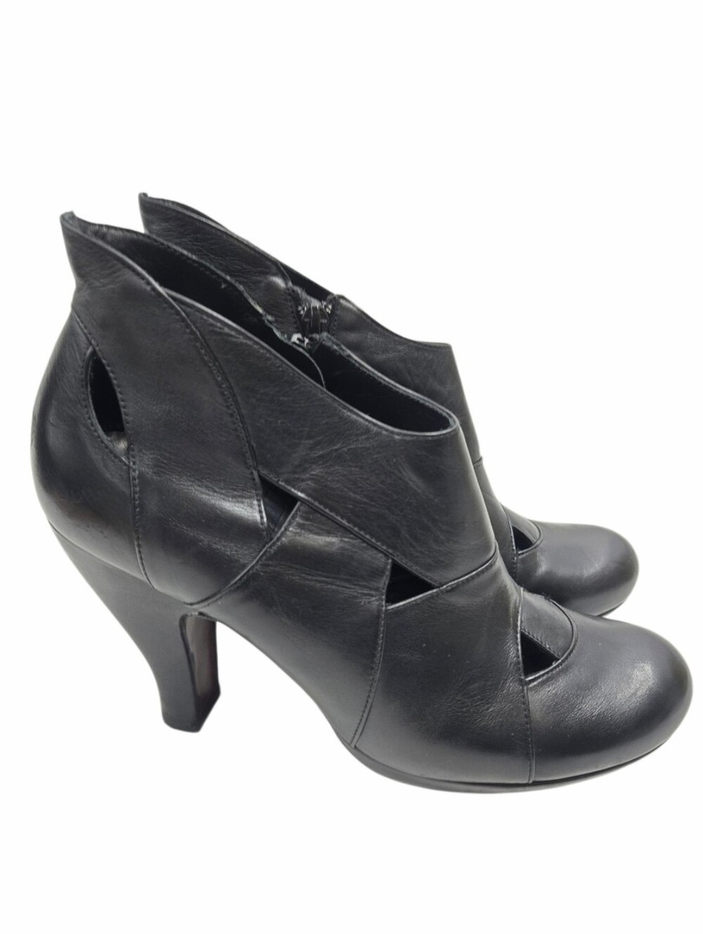 Chie Mihara Black Cutout Leather High Heel Booties